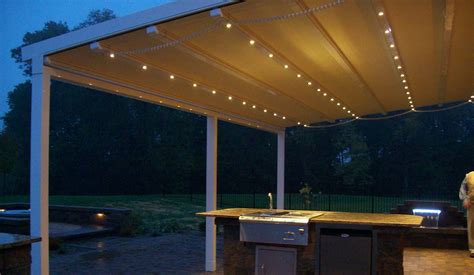 Automatic Retractable Roof Pvc Pergola Awning With Led Lights