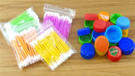 Best Out Of Waste Plastic Bottles Caps Craft With Cotton Buds Diy