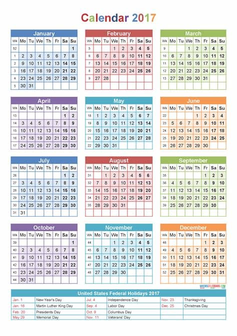 Just click on the button below to start your download. Yearly Calendar 2017 with Holidays Printable Template ...