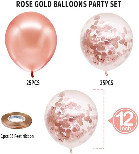 Mioparty™ Rose Gold Confetti Latex Balloons Rose Metallic And Rose