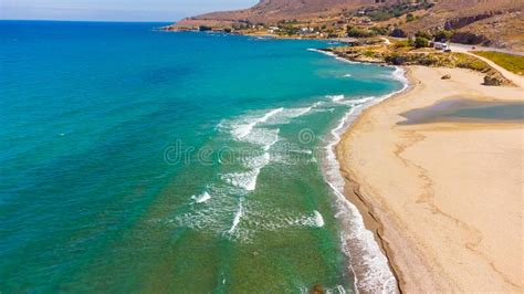 Aerial View Of Sandy Beach And Ocean With Waves Stock Photo Image Of