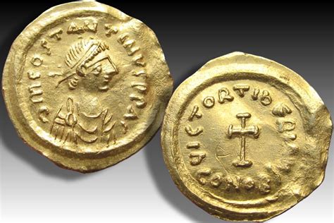 Av Gold Tremissis Tiberius Ii Constantine Constantinople Mint 578 582 Ad