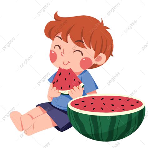 Eat Watermelon Clipart Transparent Png Hd Little Boy Eating Watermelon
