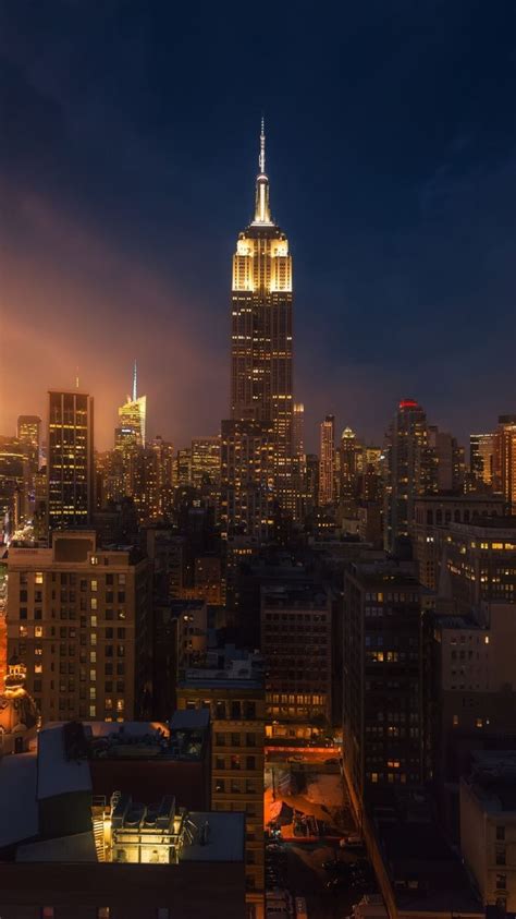 Cityscape New York Empire State Building Night 750x1334 Wallpaper