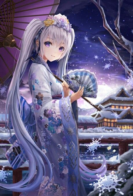 Winter Anime Girl Snow Anime Girl Kimono