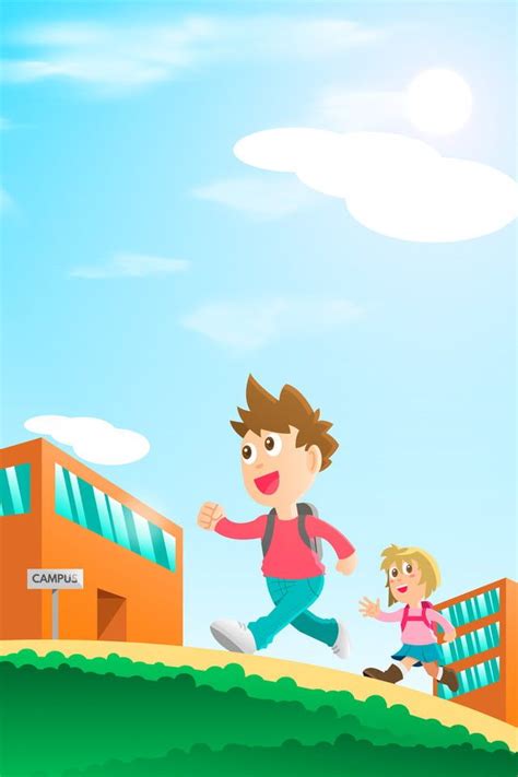 School Go To School Child Happy Poster Background Design Cartoon