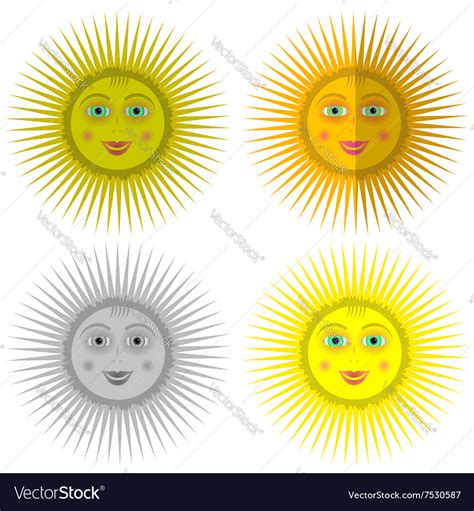 Cartoon Sun Icons Royalty Free Vector Image Vectorstock