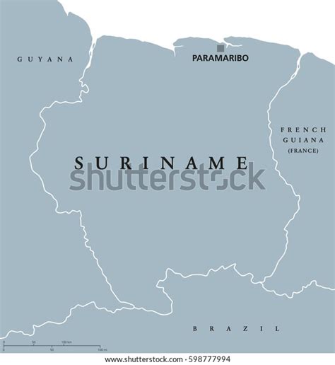 Suriname Political Map Capital Paramaribo National Image Vectorielle