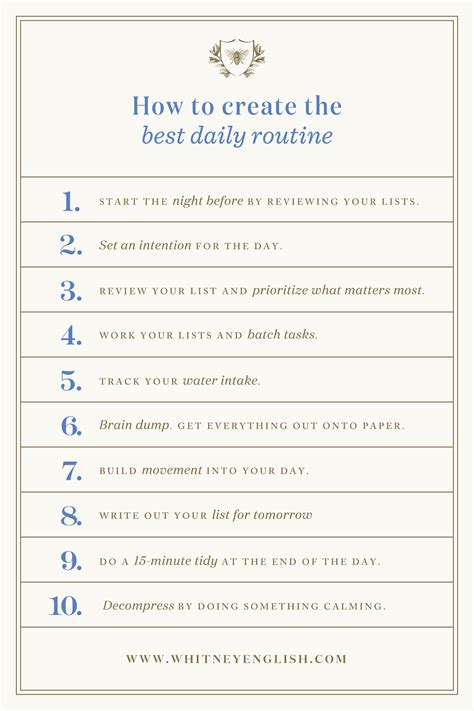 Ten Steps To Create The Best Daily Routine Whitney English