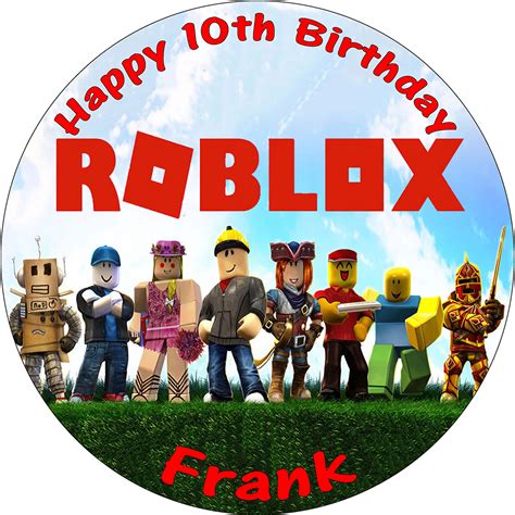 ROBLOX PERSONALISED ROUND EDIBLE BIRTHDAY CAKE TOPPER