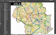 Köln Stadtplan Vektor Stadtbezirke Stadtteile Topographie