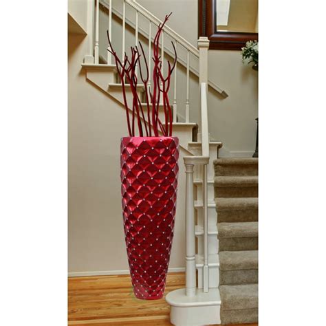 Modern Red Tall Floor Vase 44 Inch