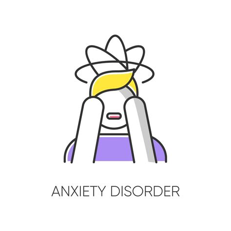 Anxiety Disorder Color Icon Fear And Worry Depressed Man Panic