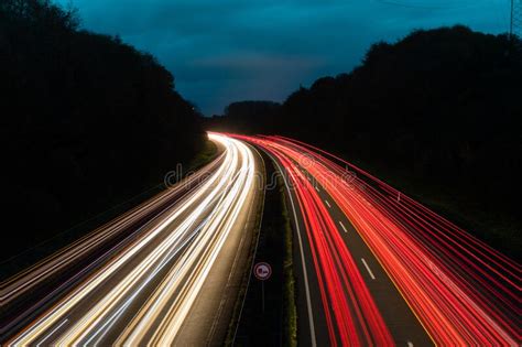 Beautiful And Colorful Long Exposure Of The Driving Cars On The Highway