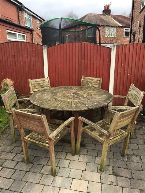 Square table + 4 backless benches. Large outdoor garden wooden table and chairs set patio ...