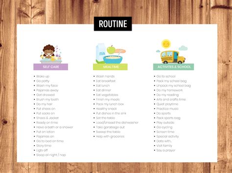 Girl Routine Charts 3 Columns Little Graphics