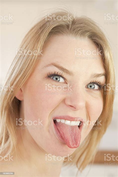 Pretty Blonde Girl Sticking Out Her Tongue Stok Fotoğraflar And 13 19