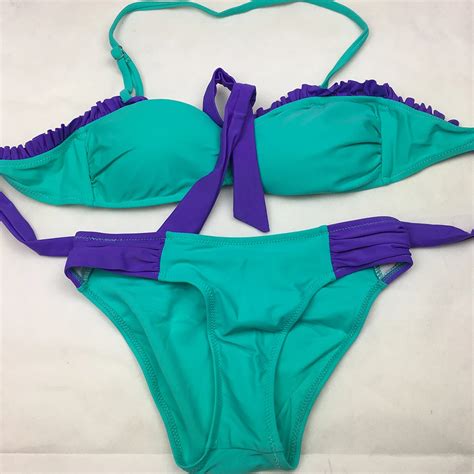 size s m women s sexy green patchwork cheeky bathing suit beachwear bikinis sets biquini