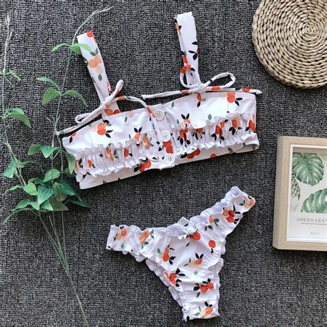 Bkning Fruit Print Bikini Set 2019 Summer Female Swimsuit Two Pieces Cute Cheeky Bathing Suits