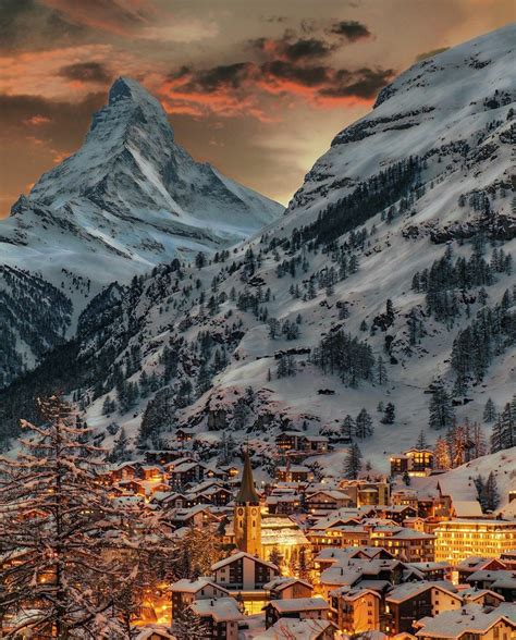 Zermatt Mit Matterhorn Winterbilder Schöne Landschaften Orte Zum