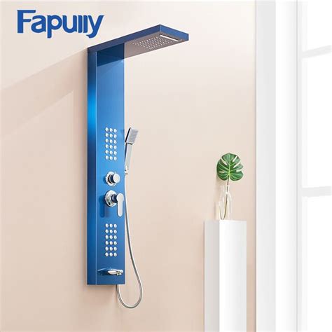 Fapully Bathroom Shower Panels Stainless Steel Sapphire Rain Waterfall