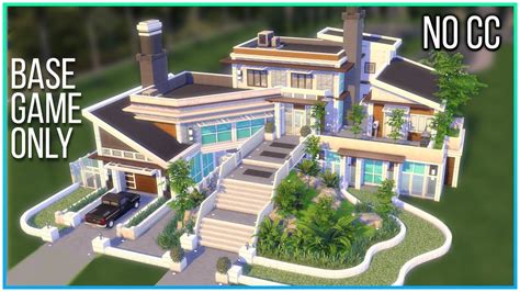 Sims 4 Speed Build Modern Base Game Mansion Kate Emerald Youtube
