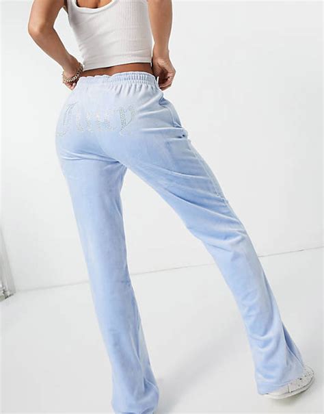 Juicy Couture Co Ord Velour Track Pants In Ice Blue Asos