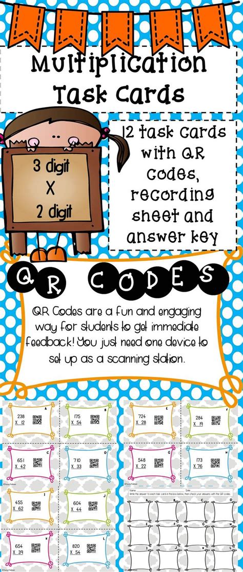 Multiplication Task Cards With Qr Codes 3 Digit By 2 Digit