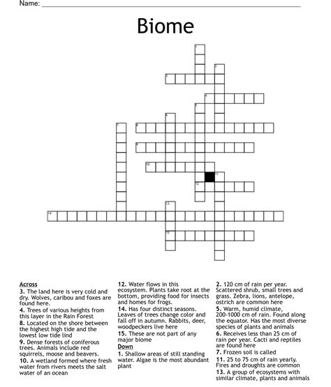Similar To 7th Grade Science Biome Cross Word Puzzle Wordmint