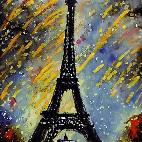 Eiffel Tower In The Rain Impressionistic Painting · Creative Fabrica