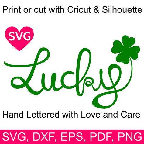 Handwritten Lucky And Shamrock Svg Design For St Patricks Day