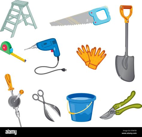 Illustrated Set Of Common Tools Stock Vector Image And Art Alamy