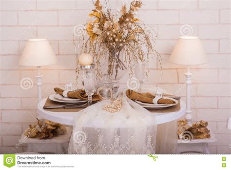 5 what's your favourite thing about christmas? Dinner Table Served For Two Person Decorated With Winter Decor. Stock Image - Image of cutlery ...