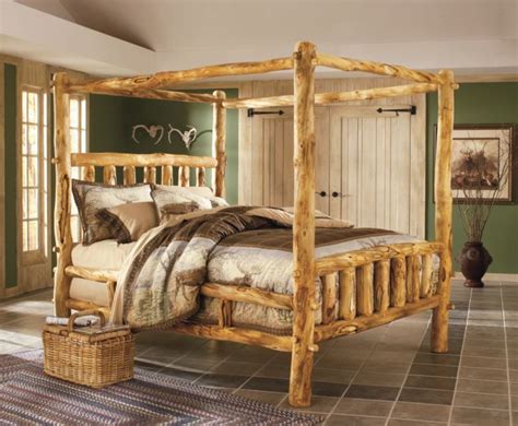 Invite wrens to take shelter near your home with the woodlink® lake and cabin red canoe wren. Mountain Woods Furniture® Deluxe Aspen Log Canopy Bed | Log bed, Furniture, Log bed frame