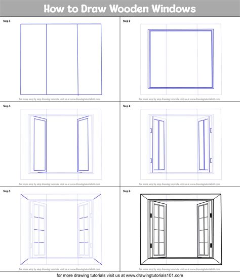How To Draw Wooden Windows Furniture Step By Step