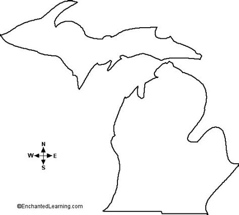 Outline Map Michigan Michigan Outline Map Of