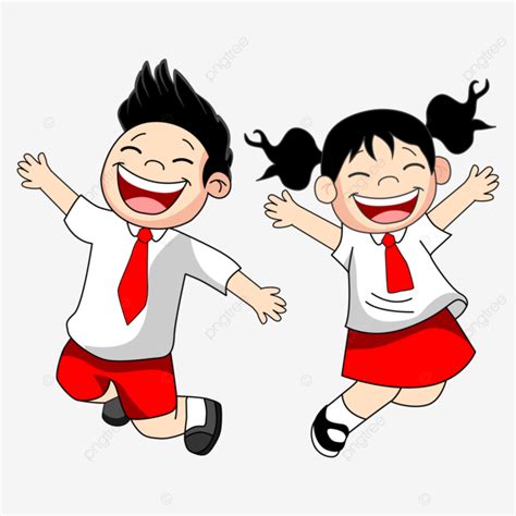 Glückliche Kinder Mit Grundschuluniform, Kinder, Sd, Rot Weiß PNG Bild