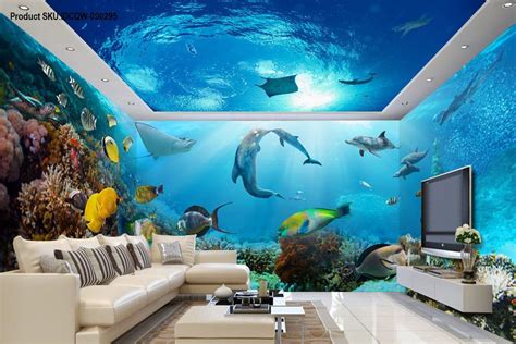 3D Tropical Fish Coral Underwater Entire Living Room ...