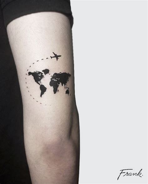 Tatuagem Criada Pelo Frank Tattooer De Atenas Mapa Mundi Com Roteiro De Viagem Tatuaje De