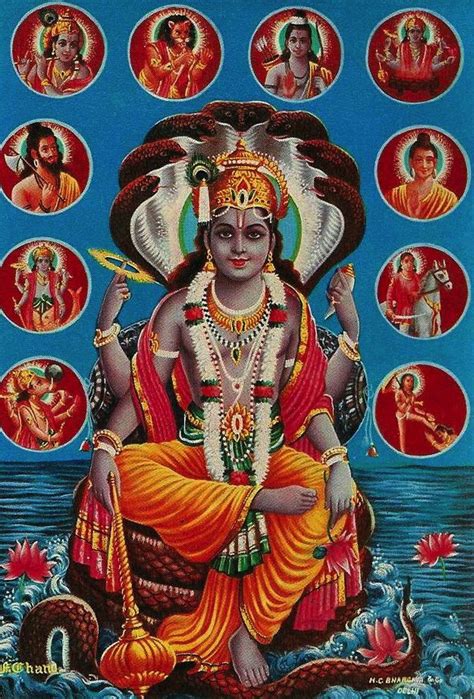 Lord Vishnu With The Ten Avatars Gods Pinterest Hinduism Hands