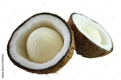 A Coconut Seed In Half Stock Photo Adobe Stock