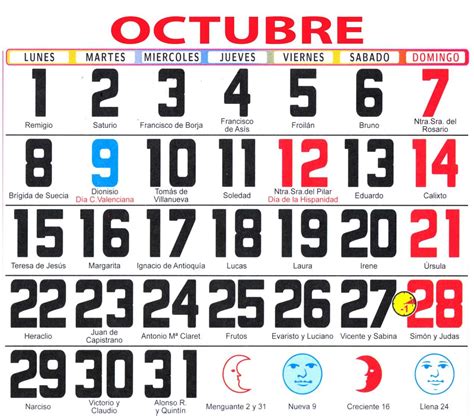 Calendario 2018 Con Santoral Y Lunas Tense Structure Super Lotto