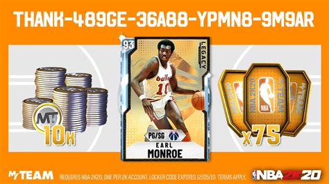 Also, if you play nba 2k mobile, you can check out its locker codes in here. Locker Code: Earl Monroe - MyTEAM - 2K Gamer