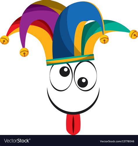 Crazy Face With Harlequin Hat Isolated Icon Vector Image