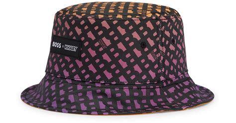 Boss By Hugo Boss X Khaby Reversible Bucket Hat With All Over Monograms