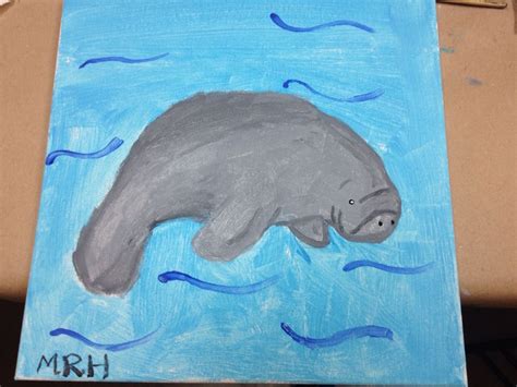 A Painting Of A Manant Swimming In The Water