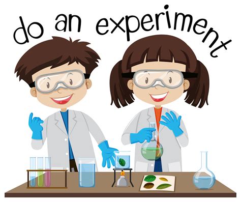 Two kids doing experiment in science lab 293912 Vector Art at Vecteezy