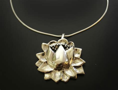 Large Lotus Necklace Silverbotanica Handmade Jewelry Designed By