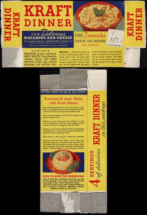 Macaroni and cheese is one of those dishes that seems super easy to make, but many people can't get it right. Kraft Dinner - Macaroni-and-Cheese - box - 1940's maybe 19 ...