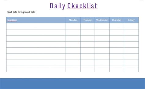 10 Daily Checklist Template Template Business Psd Excel Word Pdf